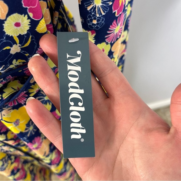 Modcloth NEW Size Large Pearl Snap Boho Western Floral Belted Shirt Dress H12 - Picture 6 of 9